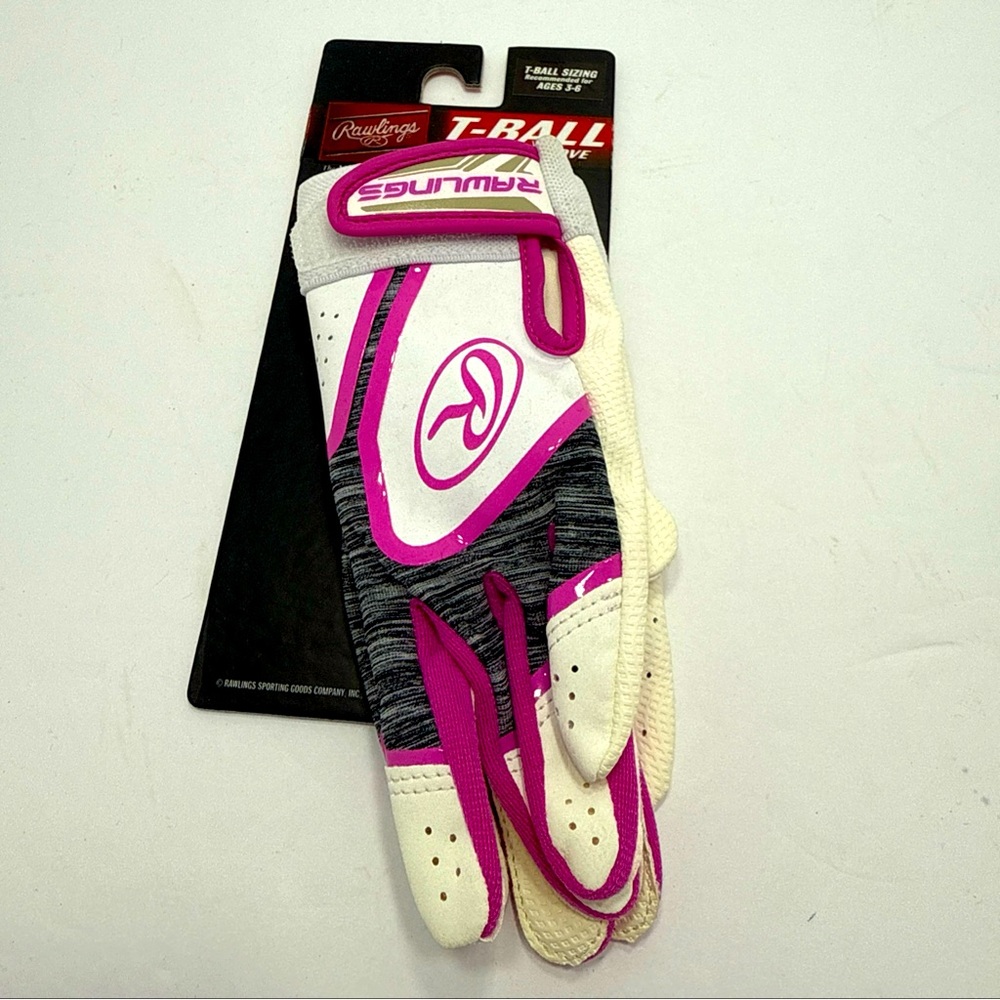 Rawlings T-Ball Batting Gloves Pink/White Ages 3-6 (WALTBG20-PK)